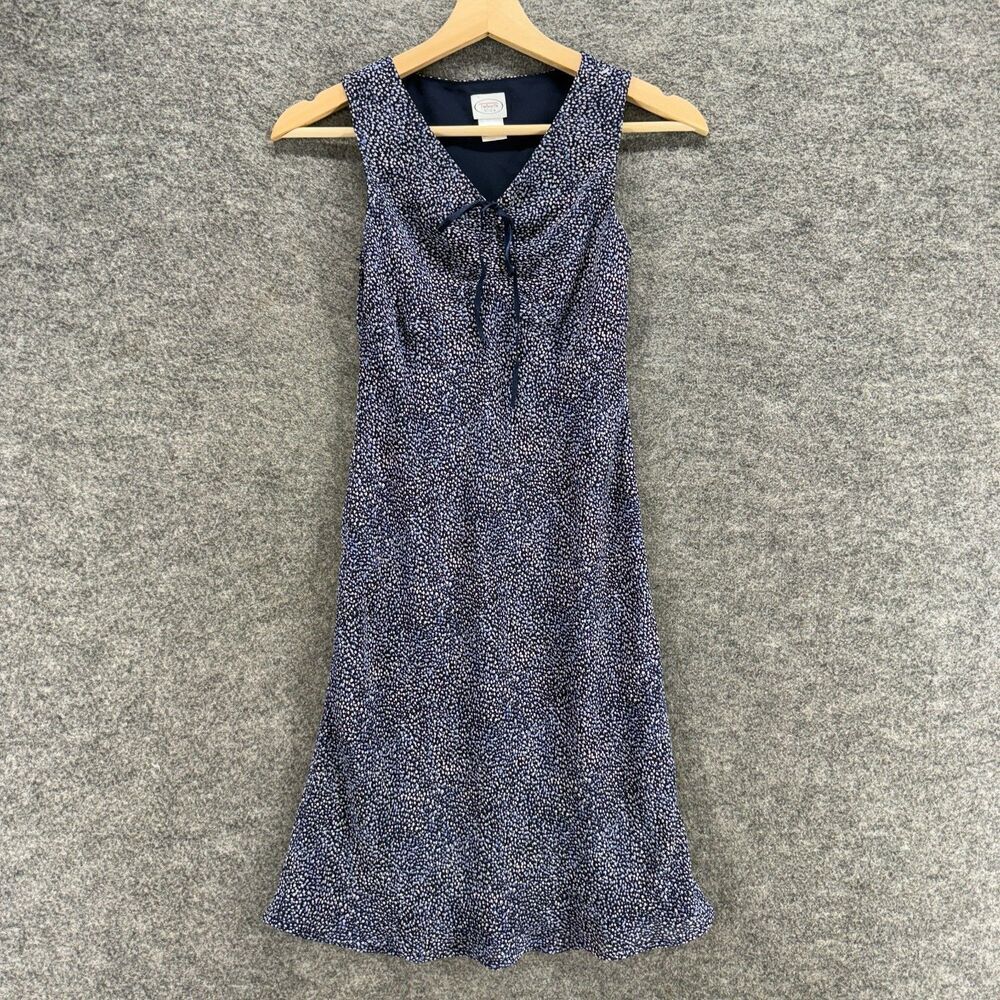 Talbots Dress Girls 10 Blue Animal Print Shift Midi V-Neck Sleeveless Casual